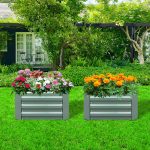 4-SOGA 100cm Square Galvanised Raised Garden Bed Vegetable Herb Flower Outdoor Planter Box