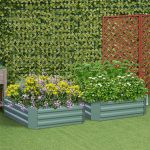 2-SOGA 120X90cm Rectangle Galvanised Raised Garden Bed Vegetable Herb Flower Outdoor Planter Box