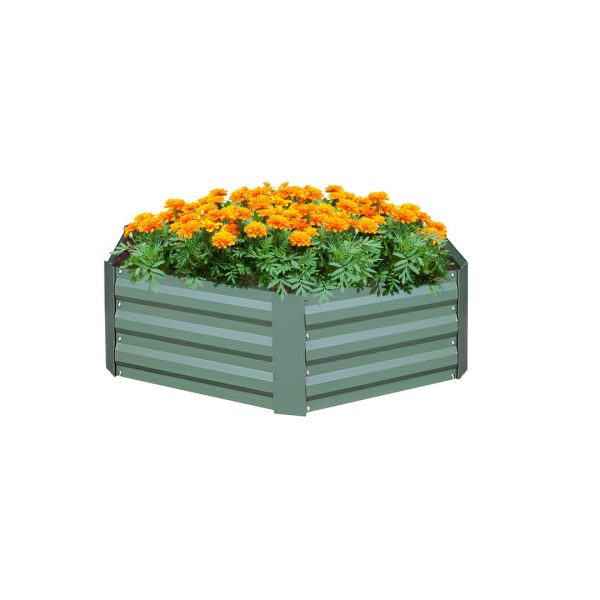 1-SOGA 60cm Hexagon Shape Galvanised Raised Garden Bed Vegetable Herb Flower Outdoor Planter Box