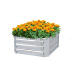 1-SOGA 90cm Square Galvanised Raised Garden Bed Vegetable Herb Flower Outdoor Planter Box