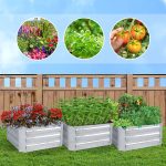 3-SOGA 90cm Square Galvanised Raised Garden Bed Vegetable Herb Flower Outdoor Planter Box