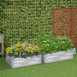2-SOGA 120cm Rectangle Galvanised Raised Garden Bed Vegetable Herb Flower Outdoor Planter Box