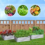 3-SOGA 120cm Rectangle Galvanised Raised Garden Bed Vegetable Herb Flower Outdoor Planter Box