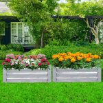 4-SOGA 120cm Rectangle Galvanised Raised Garden Bed Vegetable Herb Flower Outdoor Planter Box