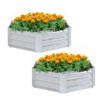 1-SOGA 2X 60cm Hexagon Shape Galvanised Raised Garden Bed Vegetable Herb Flower Outdoor Planter Box