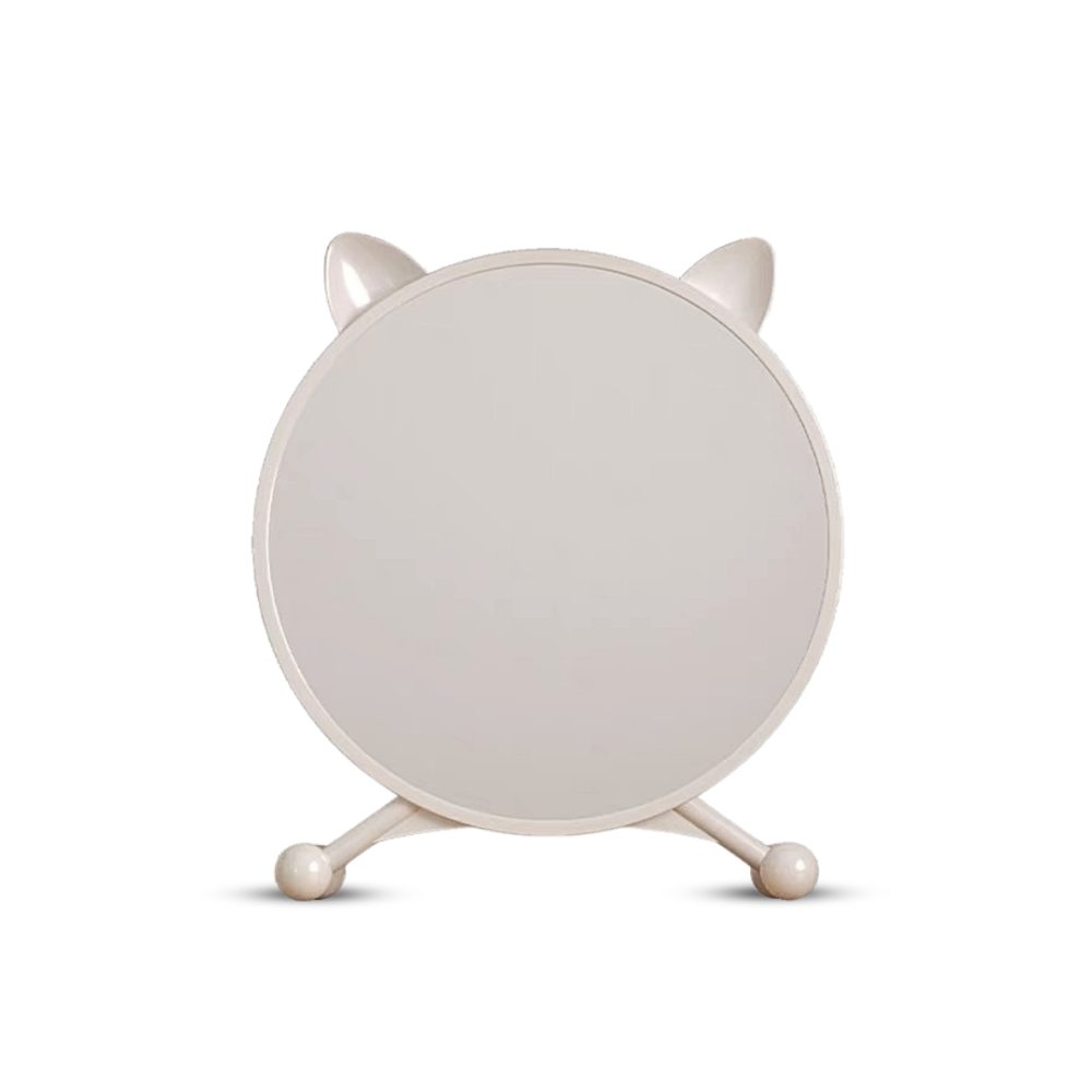 1-SOGA 30cm White Smart Makeup Bedroom Table Mirror Cat Ear Style No LED Light