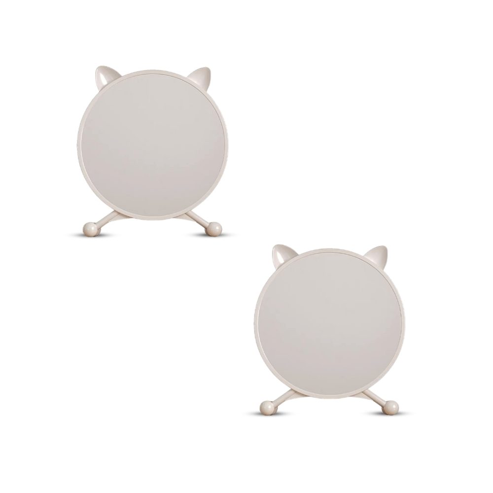 1-SOGA 2X 30cm White Smart Makeup Bedroom Table Mirror Cat Ear Style No LED Light 1-SOGA 2X 30cm White Smart Makeup Bedroom Table Mirror Cat Ear Style No LED Light