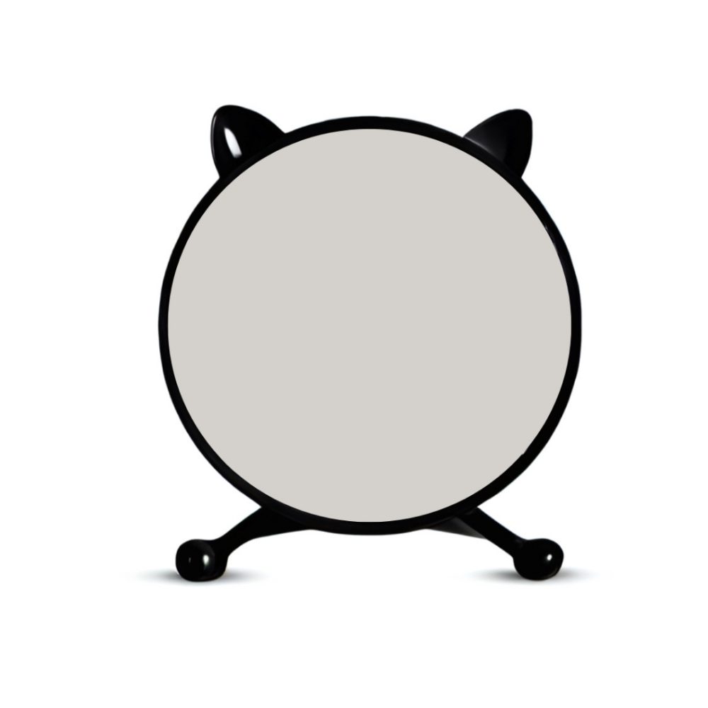 1-SOGA 30cm Black Smart Makeup Bedroom Table Mirror Cat Ear Style No LED Light
