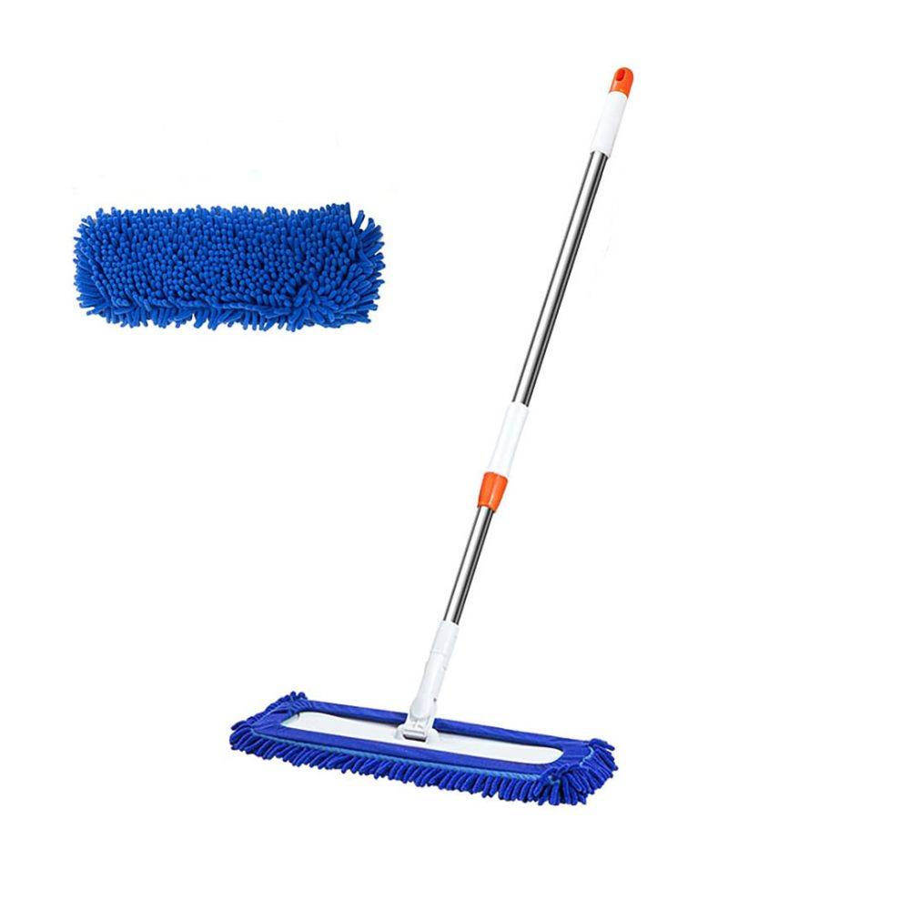 1-SOGA 80x12 Microfiber Flat Mop Floor Cleaning Pads Rotating Dust Remover Blue