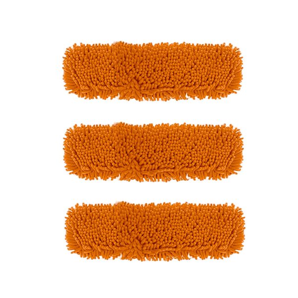 1-SOGA 3X 50x12 Orange Microfiber Flat Mop Floor Cleaning Pads Rotating Dust Remover