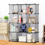 3-SOGA Black Portable 12-Cube Storage Organiser Foldable DIY Modular Grid Space Saving Shelf