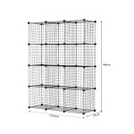 5-SOGA Black Portable 12-Cube Storage Organiser Foldable DIY Modular Grid Space Saving Shelf