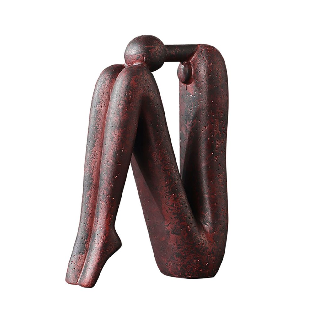 1-SOGA 13x20cm Ornament Modern Stickman Art Sculpture Minimalist Resin Statue Round Head for Home Decor and Bookend