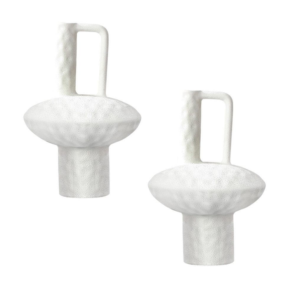 1-SOGA 2X 20x30cm Ornament Contemporary White Ceramic Vase Decorative for Minimalist and Elegant Home Decor