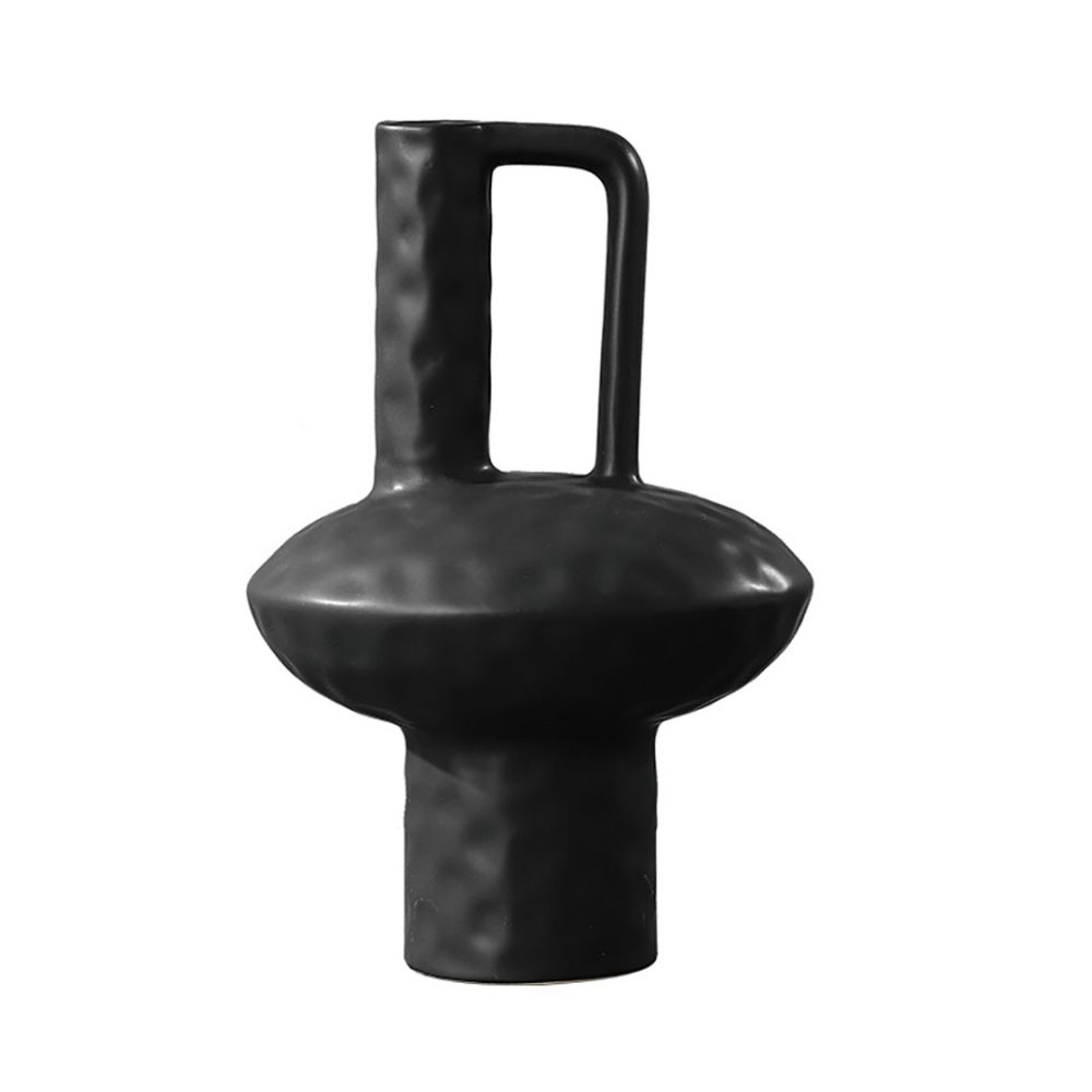1-SOGA 20x30cm Ornament Contemporary Black Ceramic Vase Decorative for Minimalist and Elegant Home Decor