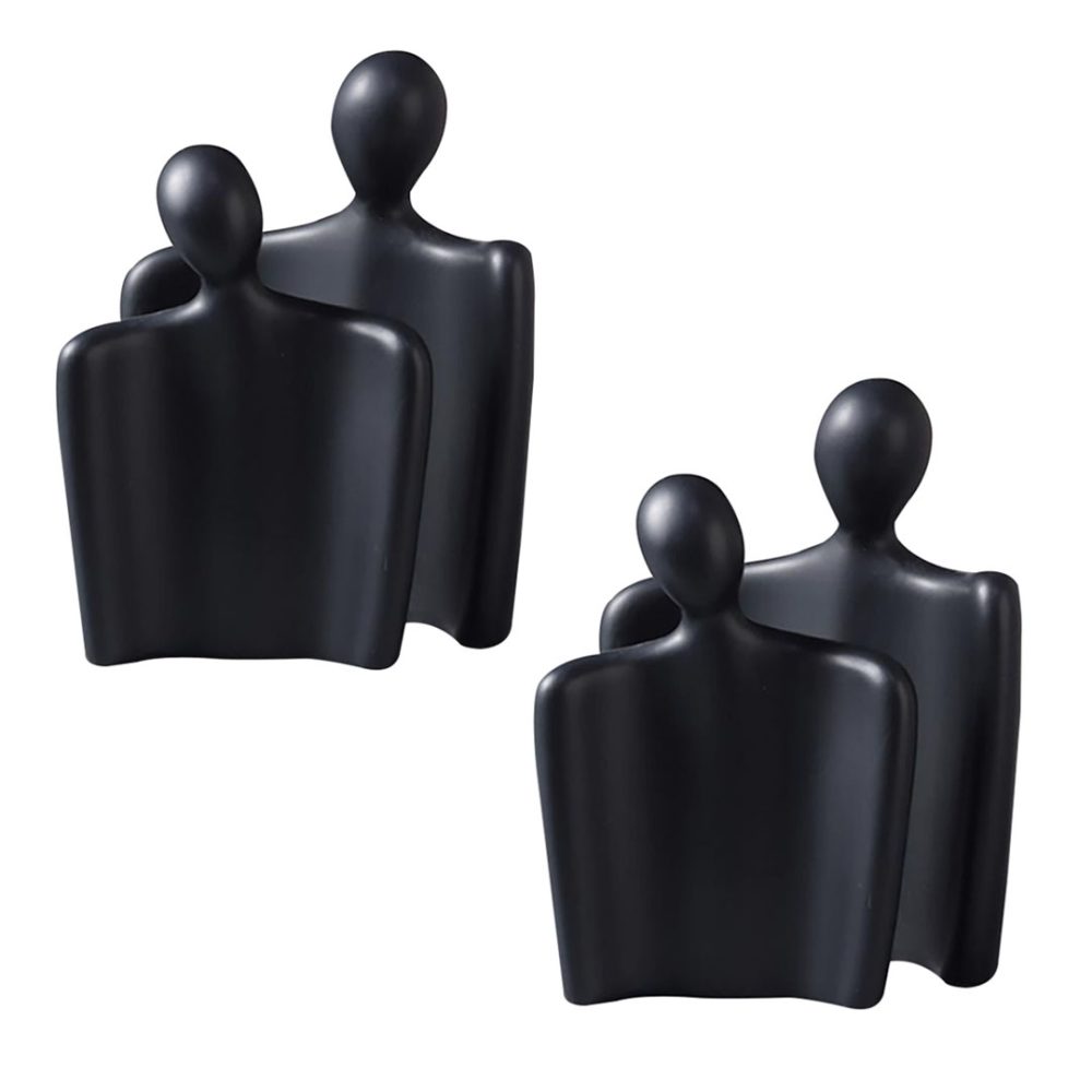 1-SOGA 2X Ornament Set of 2 Abstract Human Figurine Sculptures Minimalist Modern Art Statues for Home Décor