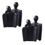 1-SOGA 2X Ornament Set of 2 Abstract Human Figurine Sculptures Minimalist Modern Art Statues for Home Décor
