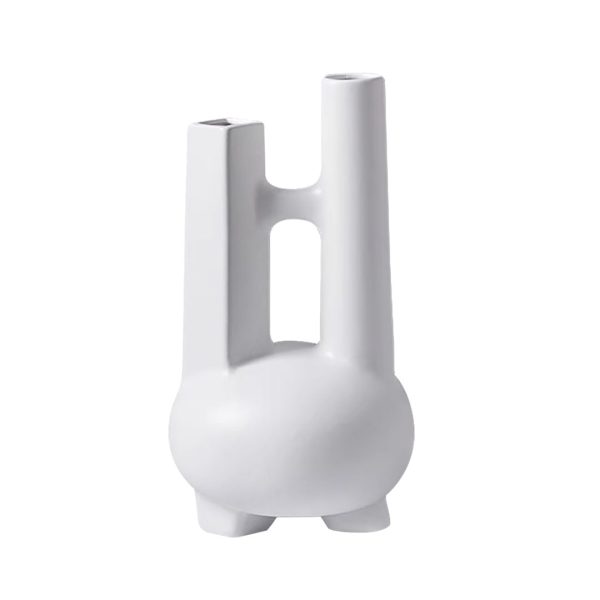 1-SOGA Ornament Modern Geometric Vase Minimalist Double Tube Abstract Sculpture for Home Décor