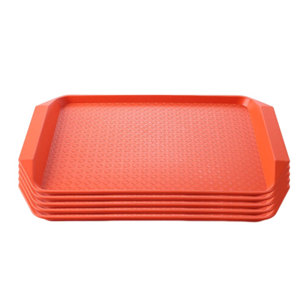 1-SOGA Rectangular Serving Tray Heavy Duty Waterproof Stackable Plastic Food Snack Pan Set of 5 Orange