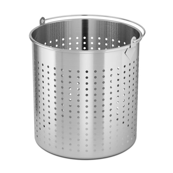 1-SOGA 71L 18/10 Stainless Steel Perforated Stockpot Basket Pasta Strainer with Handle