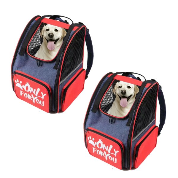 1-SOGA 2X Red Pet Carrier Backpack Breathable Mesh Portable Safety Travel Essentials Outdoor Bag