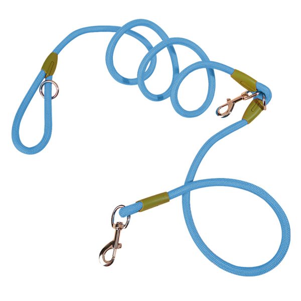 1-SOGA 220cm Multifunction Hands-Free Rope Pet Cat Dog Puppy Double Ended Leash for Walking Training Tracking Obedience Blue