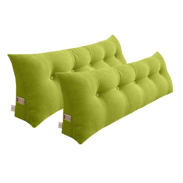 1-SOGA 2X 120cm Green Triangular Wedge Bed Pillow Headboard Backrest Bedside Tatami Cushion Home Decor