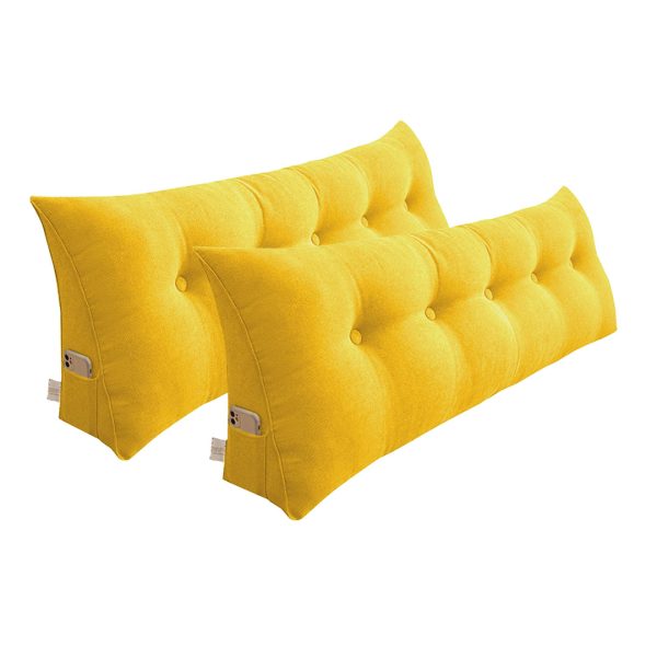 1-SOGA 2X 100cm Yellow Triangular Wedge Bed Pillow Headboard Backrest Bedside Tatami Cushion Home Decor