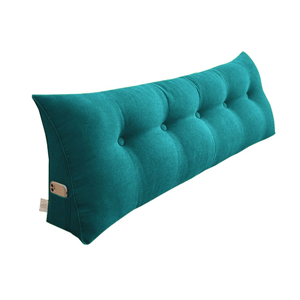 1-SOGA 100cm Blue Green Triangular Wedge Bed Pillow Headboard Backrest Bedside Tatami Cushion Home Decor