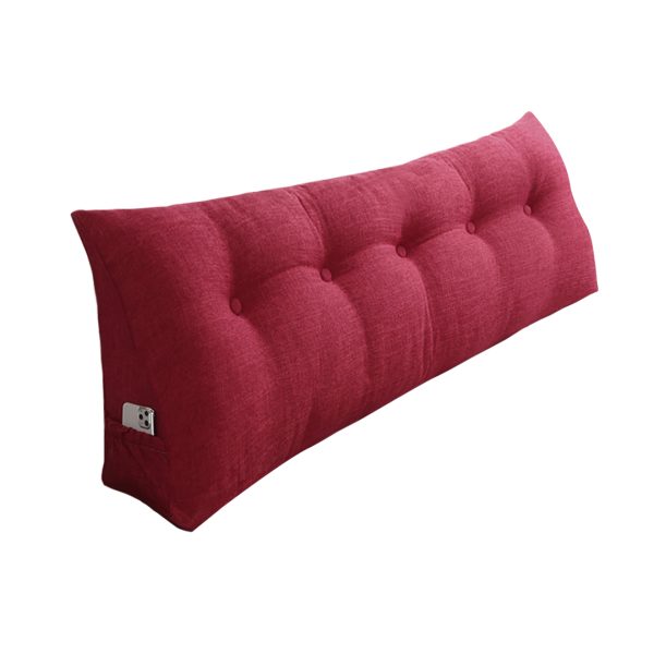 1-SOGA 120cm Rose Red Triangular Wedge Bed Pillow Headboard Backrest Bedside Tatami Cushion Home Decor