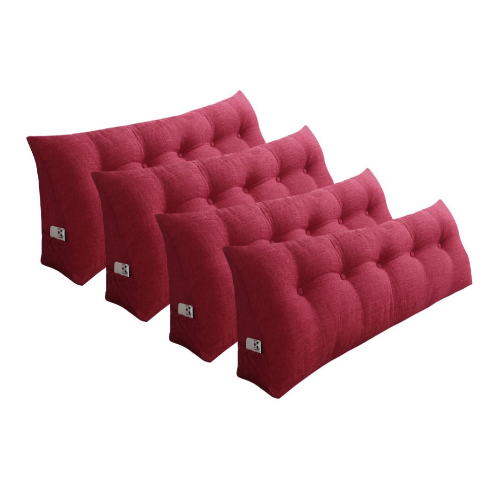 1-SOGA 4X 120cm Rose Red Triangular Wedge Bed Pillow Headboard Backrest Bedside Tatami Cushion Home Decor