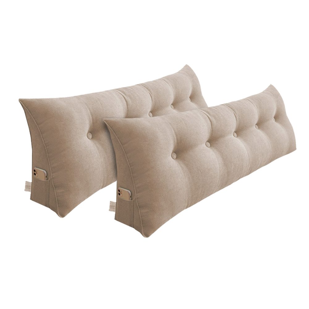 1-SOGA 2X 100cm Beige Triangular Wedge Bed Pillow Headboard Backrest Bedside Tatami Cushion Home Decor