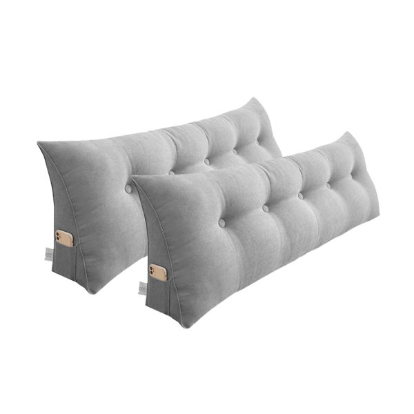 1-SOGA 2X 100cm Silver Triangular Wedge Bed Pillow Headboard Backrest Bedside Tatami Cushion Home Decor