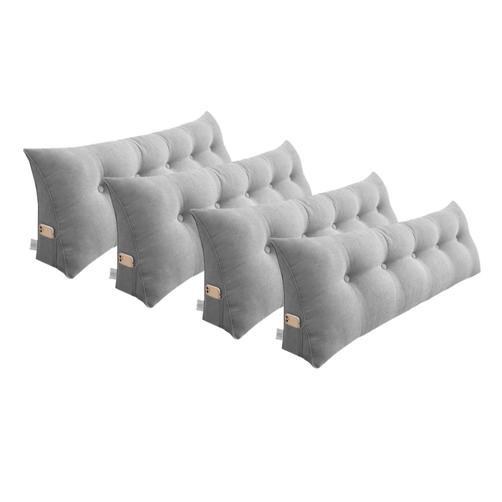 1-SOGA 4X 100cm Silver Triangular Wedge Bed Pillow Headboard Backrest Bedside Tatami Cushion Home Decor