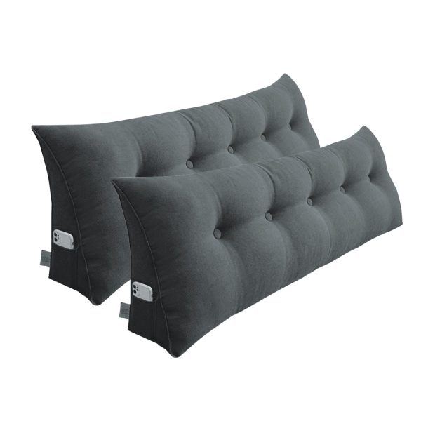 1-SOGA 2X 120cm Dark Grey Triangular Wedge Bed Pillow Headboard Backrest Bedside Tatami Cushion Home Decor
