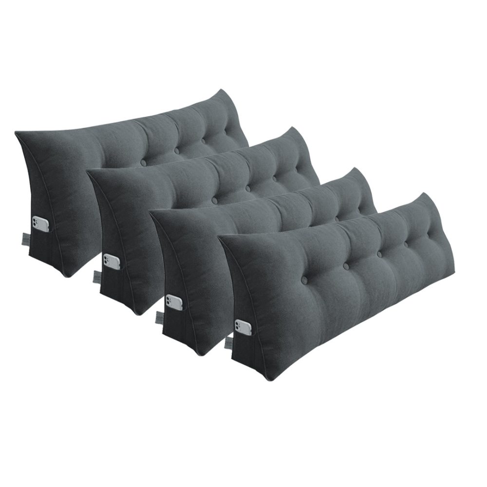 1-SOGA 4X 120cm Dark Grey Triangular Wedge Bed Pillow Headboard Backrest Bedside Tatami Cushion Home Decor