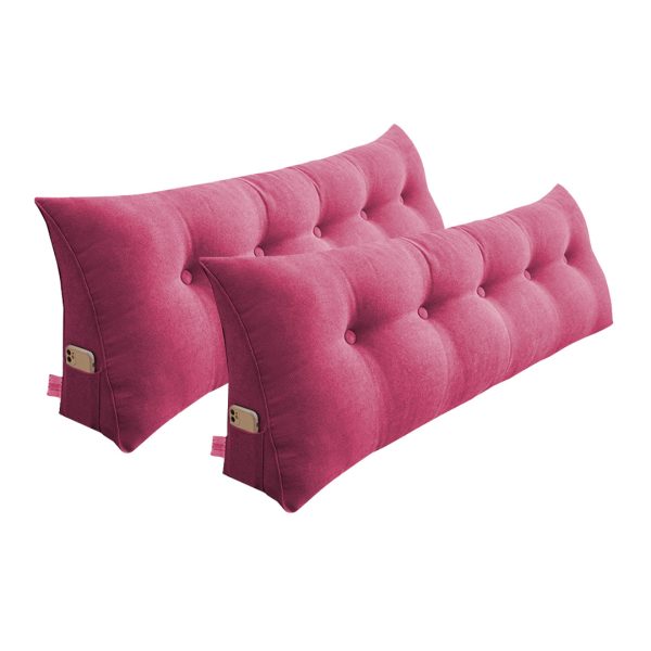 1-SOGA 2X 120cm Pink Triangular Wedge Bed Pillow Headboard Backrest Bedside Tatami Cushion Home Decor