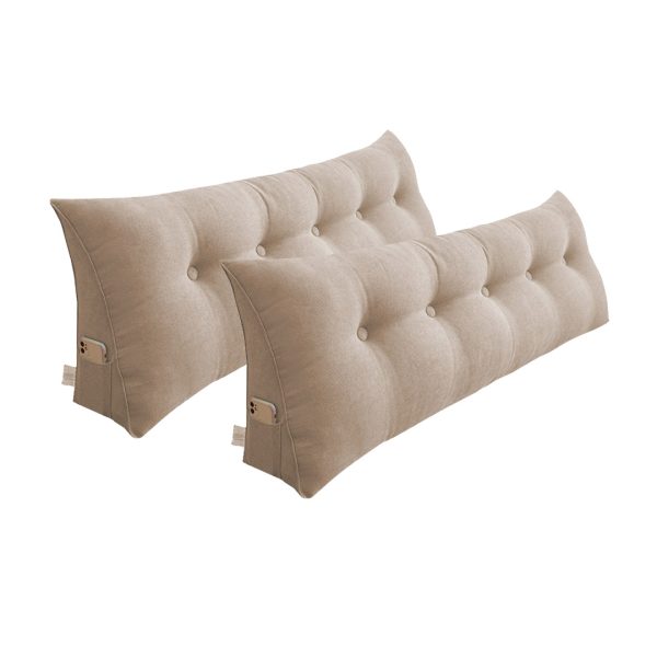 1-SOGA 2X 150cm Beige Triangular Wedge Bed Pillow Headboard Backrest Bedside Tatami Cushion Home Decor