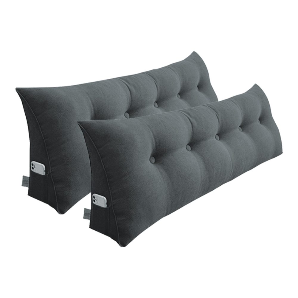 1-SOGA 2X 150cm Dark Grey Triangular Wedge Bed Pillow Headboard Backrest Bedside Tatami Cushion Home Decor