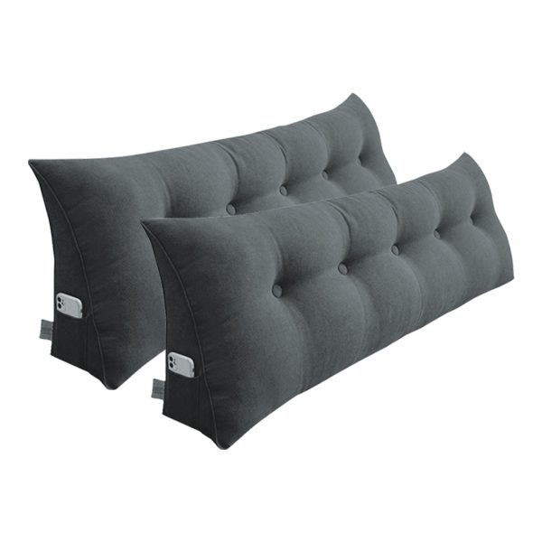 1-SOGA 2X 150cm Dark Grey Triangular Wedge Bed Pillow Headboard Backrest Bedside Tatami Cushion Home Decor