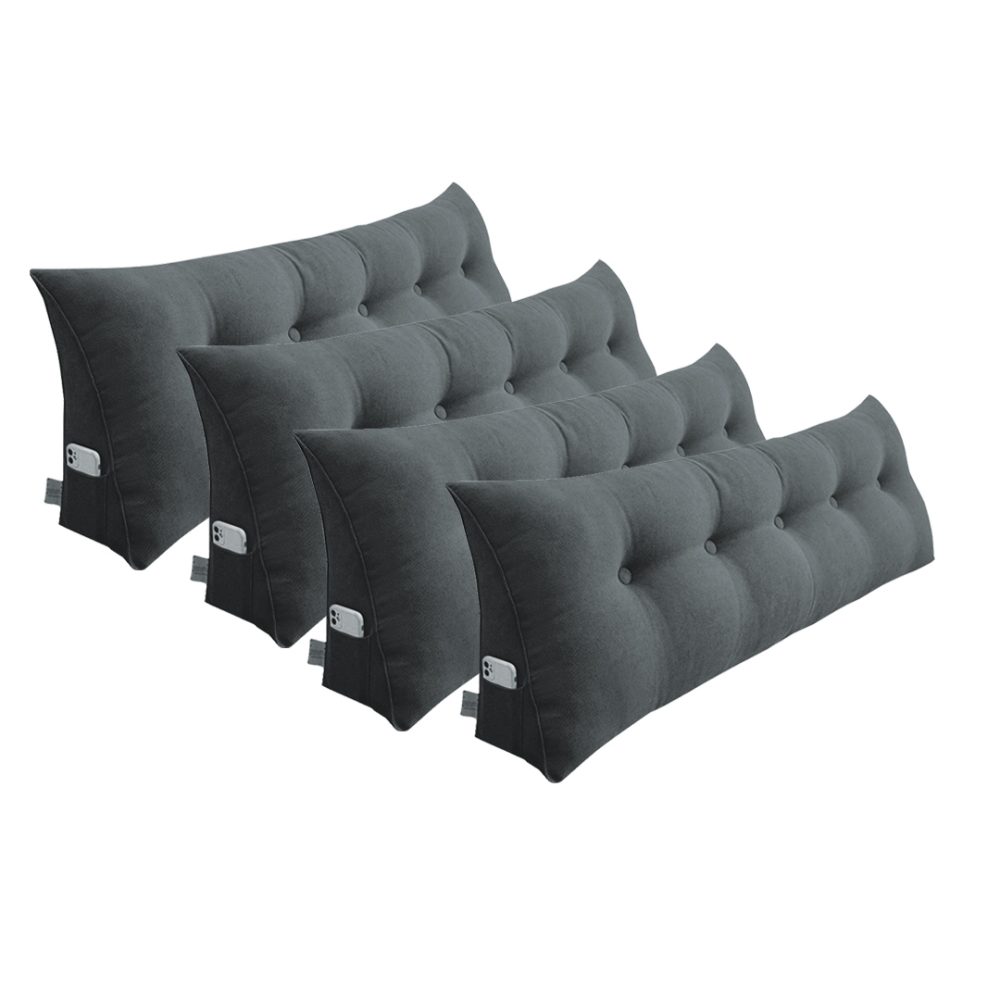1-SOGA 4X 150cm Dark Grey Triangular Wedge Bed Pillow Headboard Backrest Bedside Tatami Cushion Home Decor