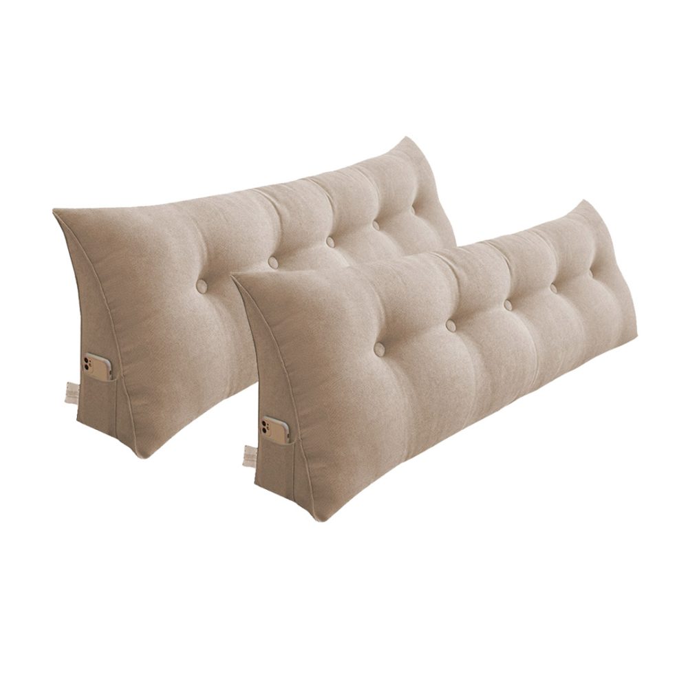 1-SOGA 2X 180cm Beige Triangular Wedge Bed Pillow Headboard Backrest Bedside Tatami Cushion Home Decor