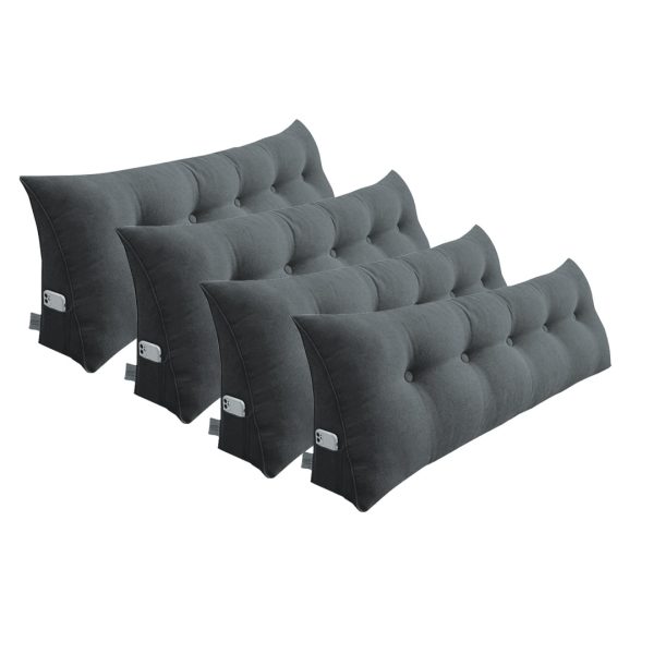 1-SOGA 4X 180cm Dark Grey Triangular Wedge Bed Pillow Headboard Backrest Bedside Tatami Cushion Home Decor