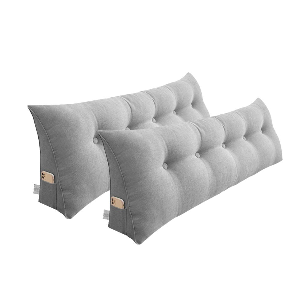 1-SOGA 2X 180cm Silver Triangular Wedge Bed Pillow Headboard Backrest Bedside Tatami Cushion Home Decor