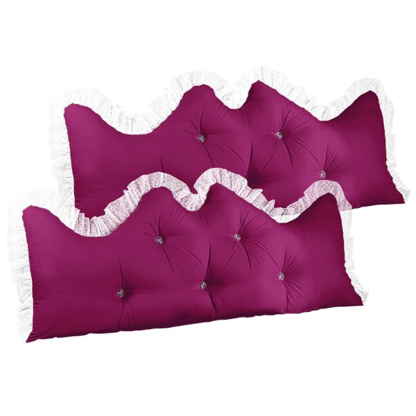 1-SOGA 2X 120cm Burgundy Princess Bed Pillow Headboard Backrest Bedside Tatami Sofa Cushion with Ruffle Lace Home Decor