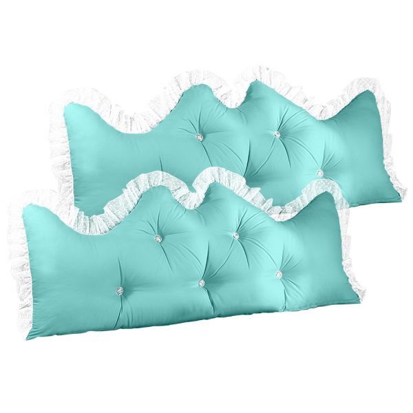 1-SOGA 2X 120cm Light Blue Princess Bed Pillow Headboard Backrest Bedside Tatami Sofa Cushion with Ruffle Lace Home Decor
