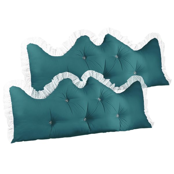 1-SOGA 2X 150cm Blue-Green Princess Bed Pillow Headboard Backrest Bedside Tatami Sofa Cushion with Ruffle Lace Home Decor