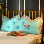 2-SOGA 2X 150cm Light Blue Princess Bed Pillow Headboard Backrest Bedside Tatami Sofa Cushion with Ruffle Lace Home Decor