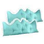 1-SOGA 2X 150cm Light Blue Princess Bed Pillow Headboard Backrest Bedside Tatami Sofa Cushion with Ruffle Lace Home Decor