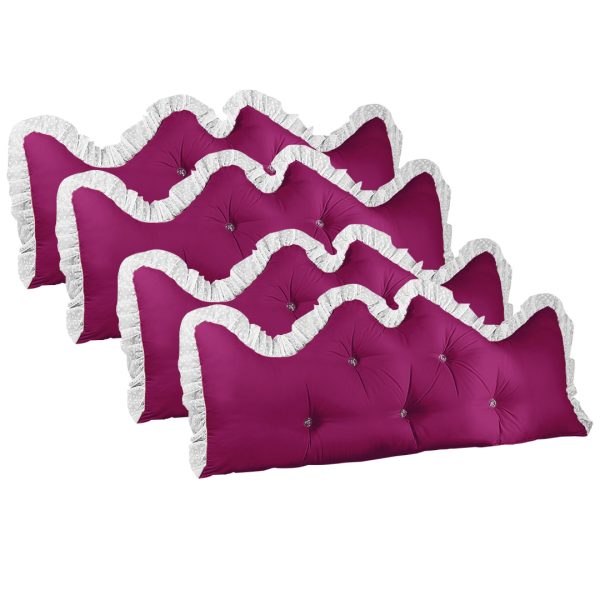 1-SOGA 4X 180cm Burgundy Princess Bed Pillow Headboard Backrest Bedside Tatami Sofa Cushion with Ruffle Lace Home Decor